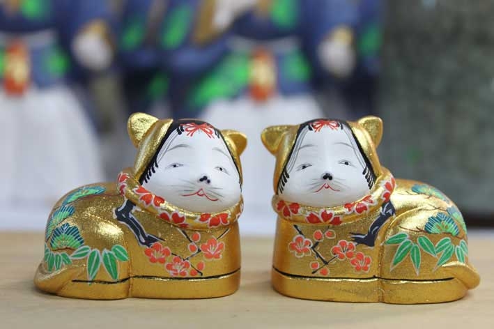 かわいい博多人形 猫箱 | 博多人形 伝統工芸士